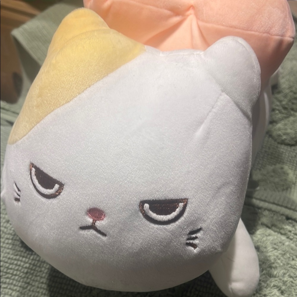 Cute Cat Plush Toy with Peach and Yellow Accents